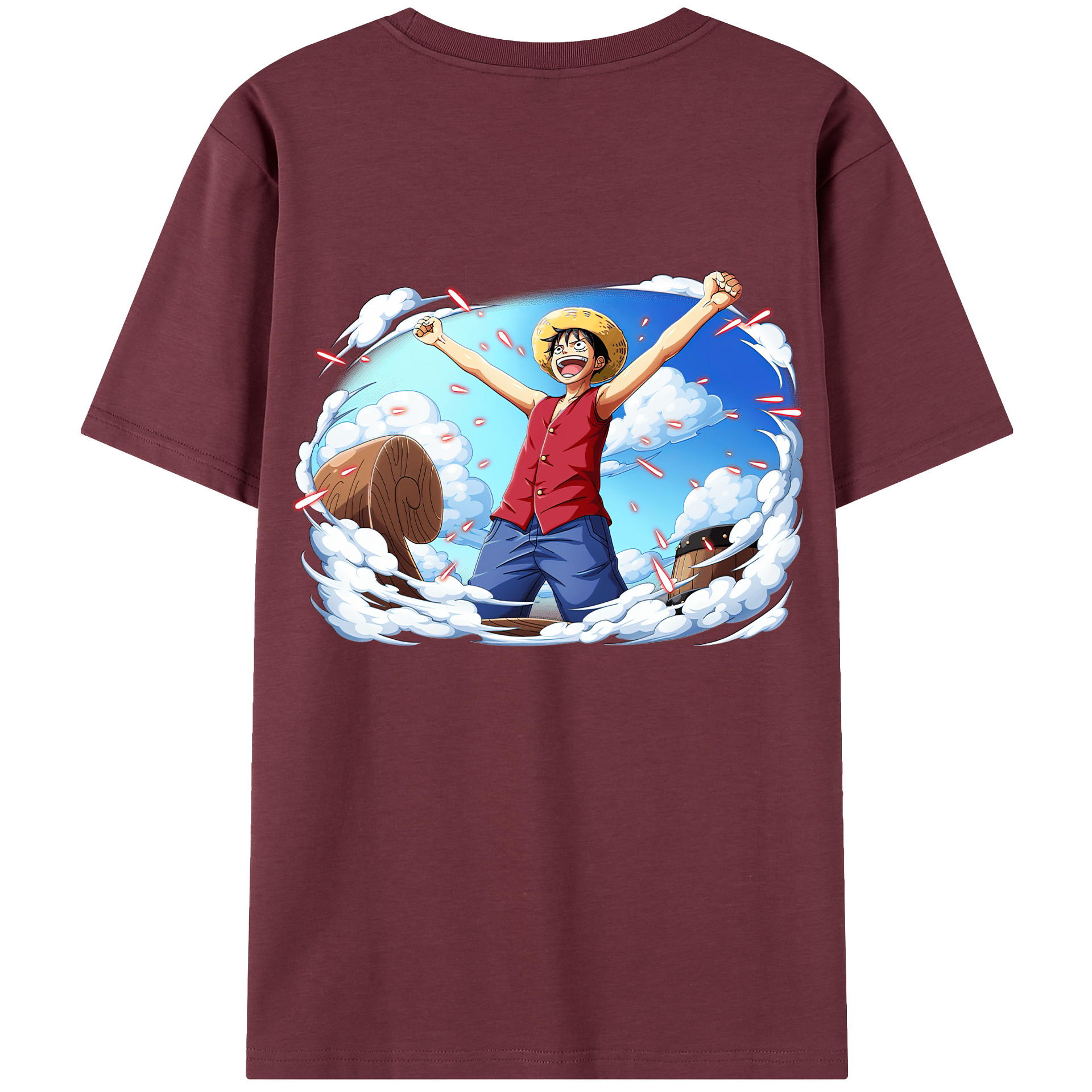 ワンピース モンキー・D・ルフィ ONE PIECE Monkey D. Luffy 綿100％半袖Tシャツ（背面プリント）